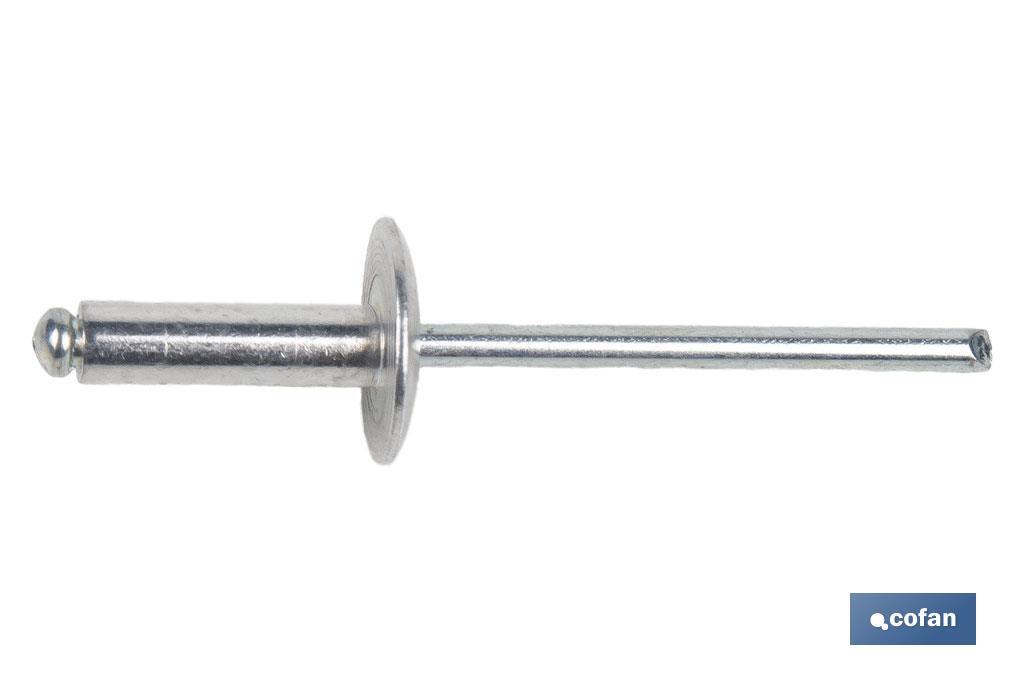 REMACHE ALUMINIO ALA ANCHA D-14 4,8 X 16 MM 2 REMACHE ALUMINIO ALA ANCHA D-14 4,8 X 16 MM - Imagen 2