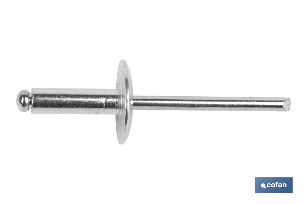 REMACHE ALUMINIO ALA ANCHA D-16 4,8 X 16 MM 2 REMACHE ALUMINIO ALA ANCHA D-16 4,8 X 16 MM - Imagen 2