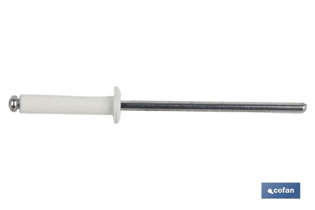REMACHE ALUMINIO NORMAL BLANCO 4.8 X 18 MM 2 REMACHE ALUMINIO NORMAL BLANCO 4.8 X 18 MM - Imagen 2