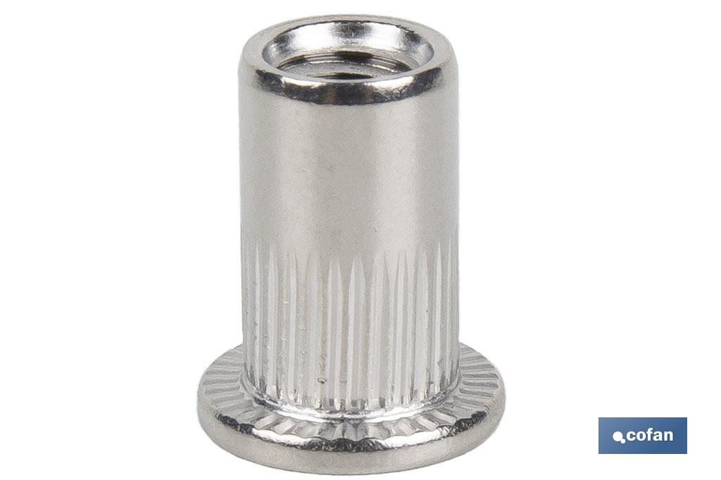 TUERCAS REMACHABLES RANURADAS ANCHAS INOX A-2 M6 1 TUERCAS REMACHABLES RANURADAS ANCHAS INOX A-2 M6