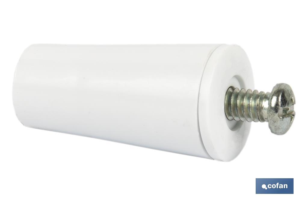 TOPE PERSIANA 40 MM BLANCO CON TORNILLO M-6 VENTA UNITARIA 2 TOPE PERSIANA 40 MM BLANCO CON TORNILLO M-6 VENTA UNITARIA - Imagen 2