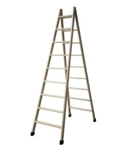 ESCALERA MADERA DOBLE 9 PELDAÑOS 2,40 M