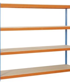 ESTANTERÍA MEDIA CARGA AZUL/NARANJA 4 BALDAS DE MADERA 2000 X 2100 X 600 MM