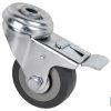 RUEDA DE GOMA GRIS CON AGUJERO PASANTE Y FRENO Ø75 X 22 MM Venta unitaria