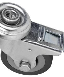 Alternative view of RUEDA DE GOMA GRIS CON AGUJERO PASANTE Y FRENO Ø50 X 18 MM Venta unitaria
