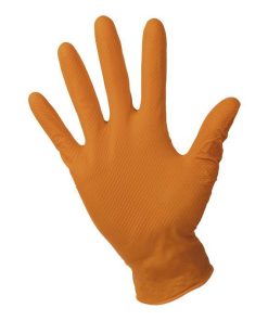 CAJA 100 UDS. GUANTES DE NITRILO NARANJA DIAMANTADO 8,5 G TALLA M