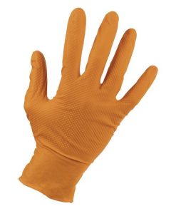 Alternative view of CAJA 100 UDS. GUANTES DE NITRILO NARANJA DIAMANTADO 8,5 G TALLA XL