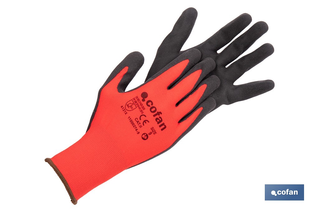 GUANTE IMPREGNADO SANDY COATED ROJO/NEGRO TALLA 7 1 GUANTE IMPREGNADO SANDY COATED ROJO/NEGRO TALLA 7