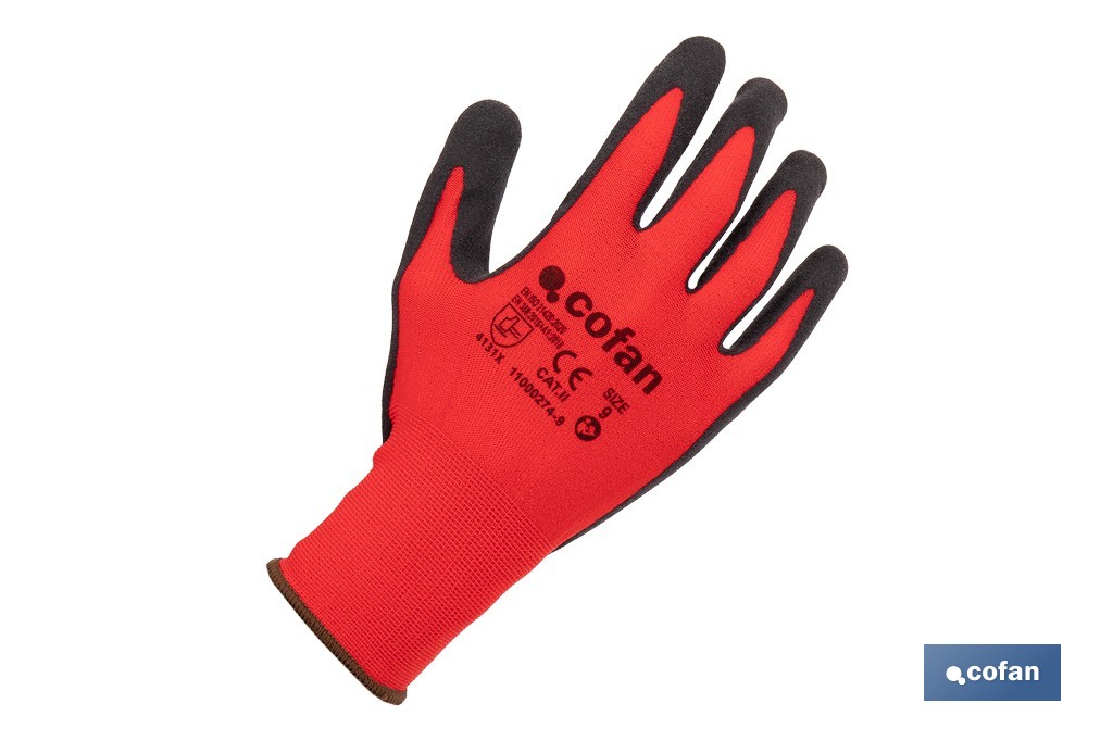 GUANTE IMPREGNADO SANDY COATED ROJO/NEGRO TALLA 6 3 GUANTE IMPREGNADO SANDY COATED ROJO/NEGRO TALLA 6 - Imagen 3