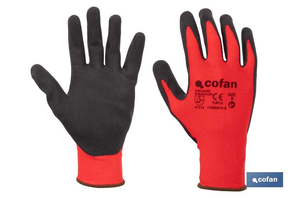 GUANTE IMPREGNADO SANDY COATED ROJO/NEGRO TALLA 8 4 GUANTE IMPREGNADO SANDY COATED ROJO/NEGRO TALLA 8 - Imagen 4