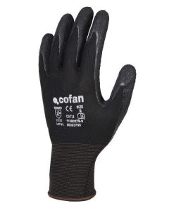 Alternative view of GUANTE SOPORTE POLIESTER IMPREGNADO LATEX NEGRO T-8