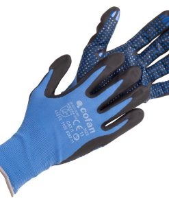 GUANTE IMPREGNADO CON PUNTOS AZULES DE NITRILO TALLA 9 VENTA UNITARIA