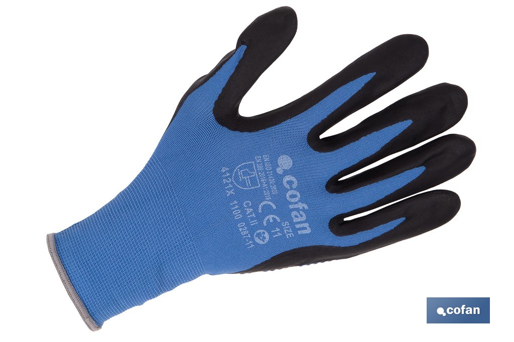 GUANTE IMPREGNADO CON PUNTOS AZULES DE NITRILO TALLA 10 3 GUANTE IMPREGNADO CON PUNTOS AZULES DE NITRILO TALLA 10 - Imagen 3
