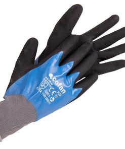 GUANTE IMPREGNADO SANDY DOBLE CAPA DE NITRILO AZUL TALLA 9 VENTA UNITARIA