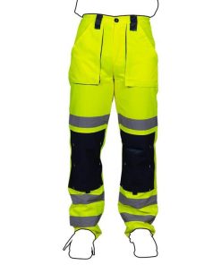 PANTALÓN DE ALTA VISIBILIDAD MODELO SIRIO AMARILLO Y AZUL MARINO TALLA M