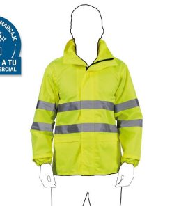 CHAQUETA DE LLUVIA DE ALTA VISIBILIDAD MODELO PÓLUX AMARILLA TALLA S