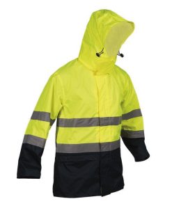 CHAQUETA DE LLUVIA DE ALTA VISIBILIDAD MODELO SAGITARIO AMARILLA Y AZUL TALLA XXXL