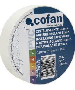 CINTA AISLANTE 180 Micras BLANCA 19mmX20 Metros venta unitaria