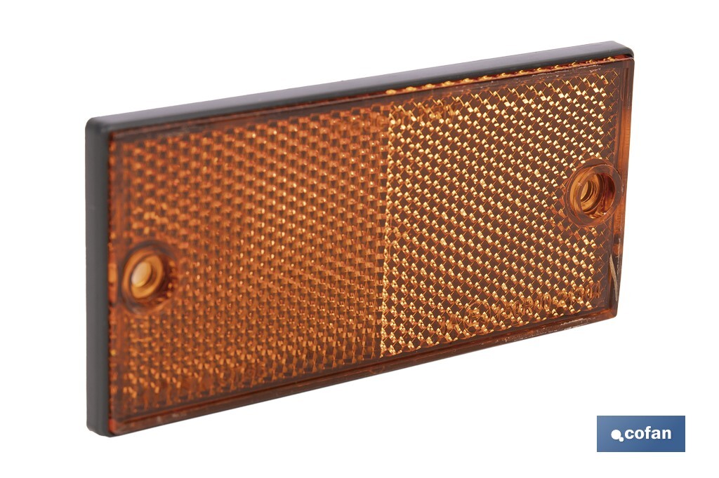 CATADIÓPTRICO RECTANGULAR ÁMBAR 106 X 50 MM CON AGUJERO SIN TORNILLO CON ADHESIVO 1 CATADIÓPTRICO RECTANGULAR ÁMBAR 106 X 50 MM CON AGUJERO SIN TORNILLO CON ADHESIVO