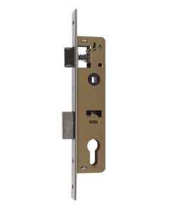 CERRADURA DE EMBUTIR + CERRADERO D85 E28 (LEVA CORTA) NÍQUEL (PUERTAS DE METAL)