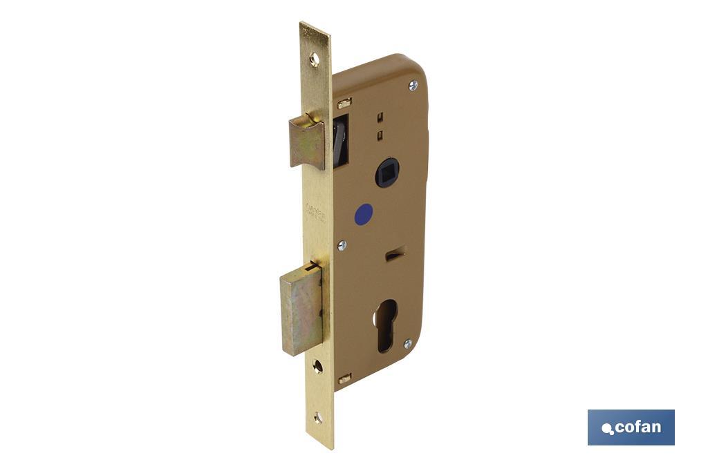 Cerradura Embutir+cerradero D85 E45- Latón (P/Madera) 1 Cerradura Embutir+cerradero D85 E45- Latón (P/Madera)