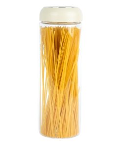 BOTE DE VIDRIO BOROSILICATO CON TAPA BEIGE GAMA LAUREL 1700 ML