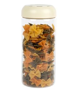 BOTE DE VIDRIO BOROSILICATO CON TAPA BEIGE GAMA LAUREL 1300 ML