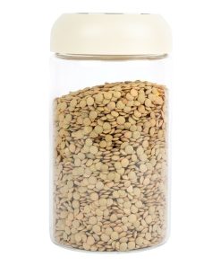BOTE DE VIDRIO BOROSILICATO CON TAPA BEIGE GAMA LAUREL 1000 ML