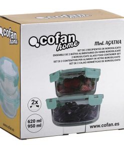 SET DE 2 RECIPIENTES DE BOROSILICATO MODELO AGATHA 620 ML - 950ML