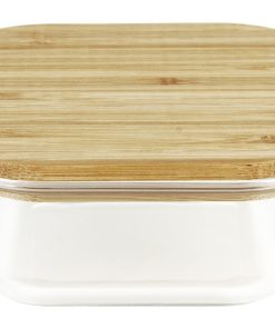 SET DE 2 RECIPIENTES DE BOROSILICATO CON TAPA DE BAMBÚ MODELO PANDA 520 ML - 800 ML