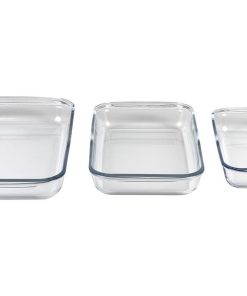 SET DE 3 FUENTES RECTANGULARES DE VIDRIO BOROSILICATO MODELO BARITINA 1600ML-2200ML-3000ML