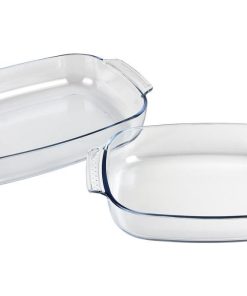 SET DE 2 FUENTES OVALADAS ANCHAS DE VIDRIO BOROSILICATO MODELO BARITINA 2700 ML - 3800 ML