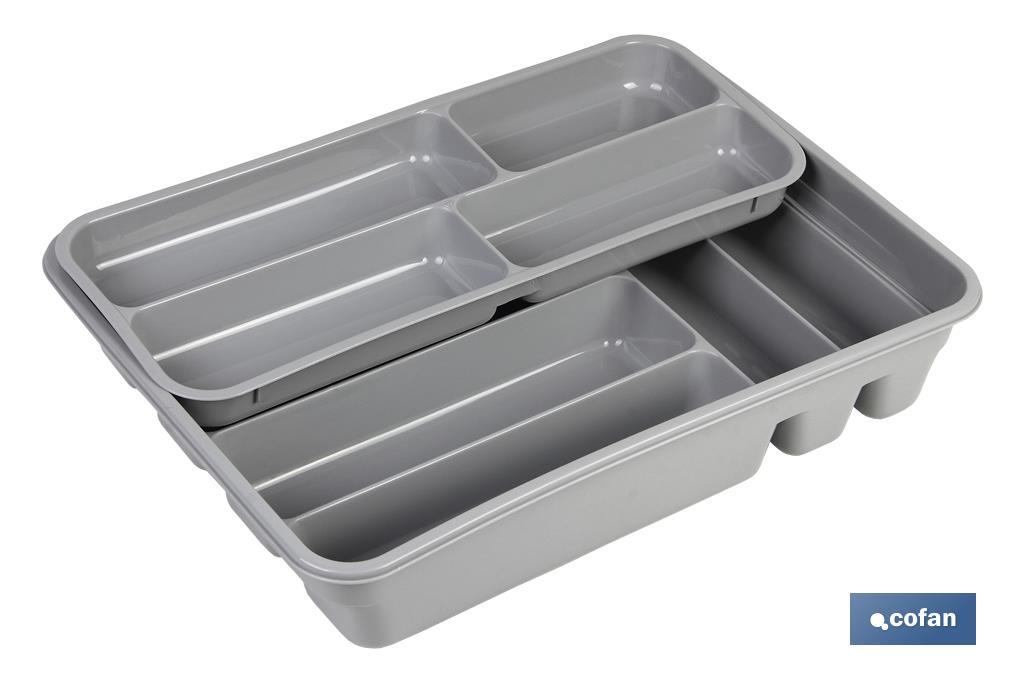 CUBERTERO GRIS 40X30X7 cm DOS ALTURAS venta unitaria 1 CUBERTERO GRIS 40X30X7 cm DOS ALTURAS venta unitaria