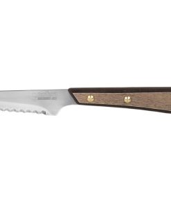 PACK 3 CUCHILLO CHULETERO MICRODENTADO HOJA 10cm  MODELO GULASH COLOR NOGAL