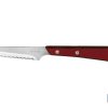 PACK 3 CUCHILLO CHULETERO MICRODENTADO HOJA 10cm  MODELO GULASH ROJO