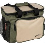 NEVERA TEXTIL PORTÁTIL MULTIBOLSILLOS COLOR VERDE/BEIGE 20 L