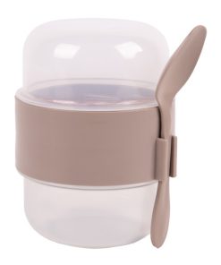 SET DE 3 RECIPIENTES CON TAPA, CUCHARA Y COMPARTIMIENTO INTERIOR 200ML+200ML