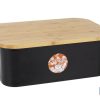PANERA CON TAPA DE BAMBÚ COLOR NEGRO/MADERA 36 X 24 X13 CM