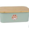 PANERA CON TAPA DE BAMBÚ COLOR VERDE/MADERA 36 X 24 X13 CM