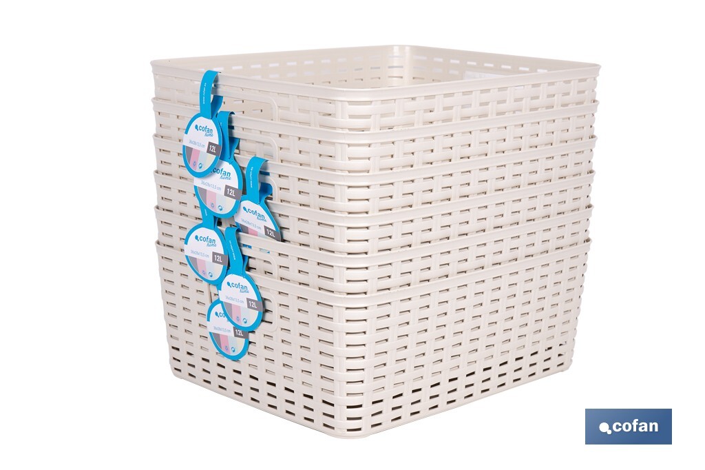 CESTA MULTIUSOS 12L 36X28X13.5 cm BEIGE 2 CESTA MULTIUSOS 12L 36X28X13.5 cm BEIGE - Imagen 2