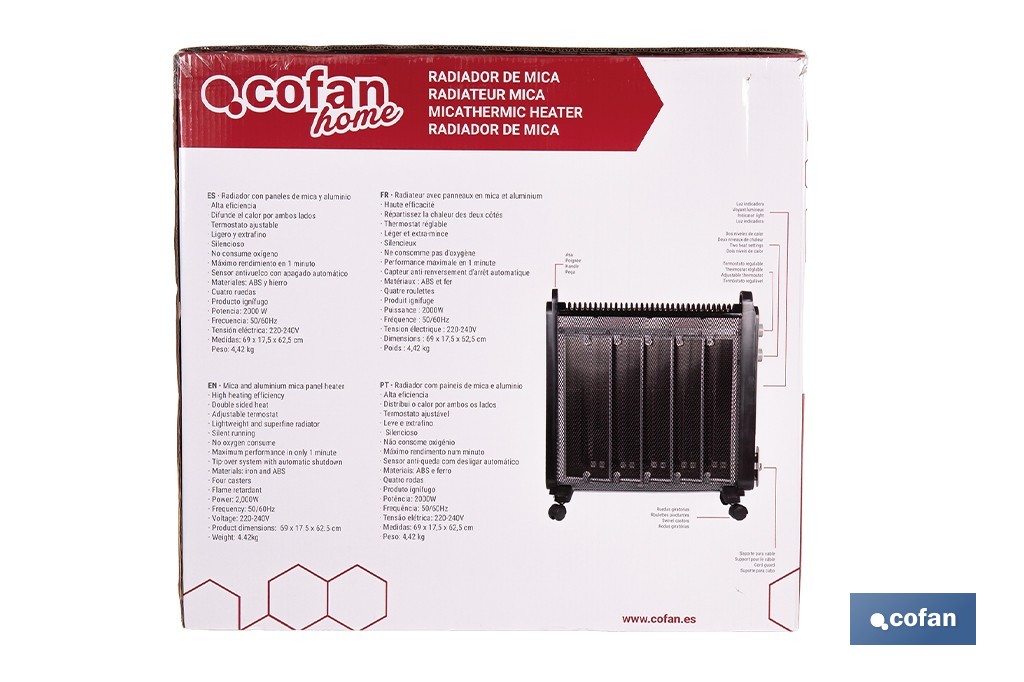 RADIADOR DE MICA BLANCO MODELO ASTANA 2000W 4 RADIADOR DE MICA BLANCO MODELO ASTANA 2000W - Imagen 4
