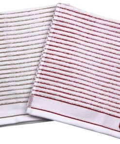 PACK 2 PAÑOS COCINA 50X50 BEIGE/ROJO