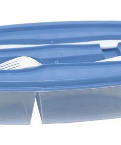 FIAMBRERA AZUL RECTANGULAR CON CUBIERTOS 1,5 L