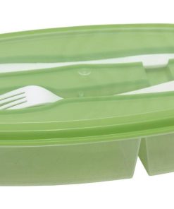FIAMBRERA VERDE RECTANGULAR CON CUBIERTOS 1,5 L