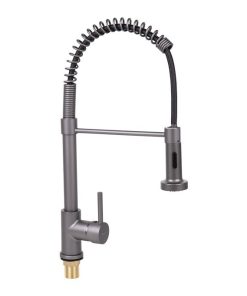 GRIFO DE COCINA MONOMANDO CON ROCIADOR GRIS ANTRACITA