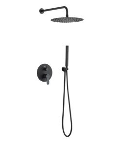 CONJUNTO DE DUCHA EMPOTRADA MONOMANDO REDONDA NEGRO MATE
