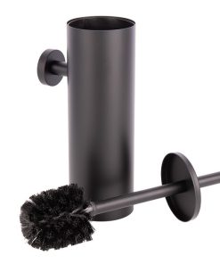 ESCOBILLERO DE PARED PARA INODORO NEGRO MATE DE ACERO GAMA RIBEIRA 9,1 X 12,9 X 39 CM