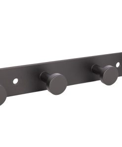PERCHERO DE PARED NEGRO DE ACERO CON 4 POMOS 21,6 X 2,7 X 2,8 CM