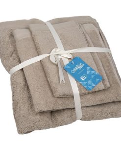 JUEGO DE 3 TOALLAS BEIGE 580 G/M2 GAMA ABISINIA 30X50 50X100 70X140 CM