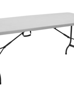 MESA PLEGABLE RECTANGULAR BLANCA CON BLOQUEO DE SEGURIDAD 180x70x72 CM